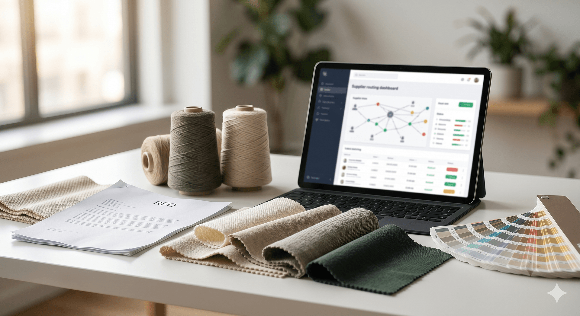 Vetted supplier network matching for home textile sourcing