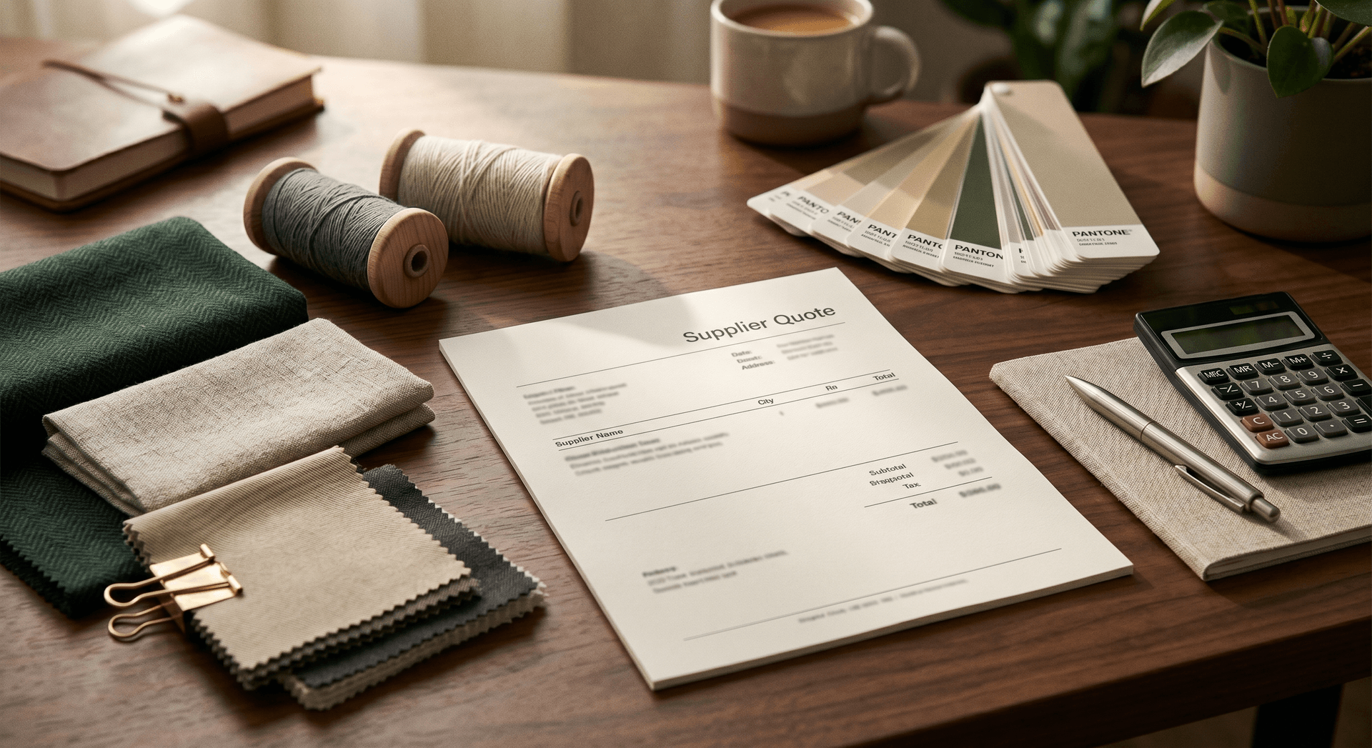 Structured supplier quote for textile order review
